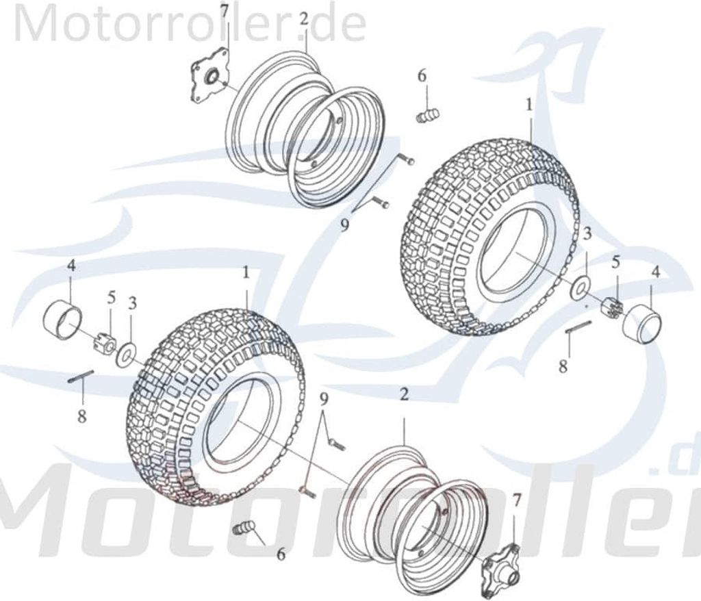 Adly ATV 50 V Quadreifen 50ccm 2Takt 42711-146-000 Motorroller.de 175/80-8 20x7-8 ATV-Reifen Offroadreifen BuggyReifen Geländebereifung UTV-Reifen