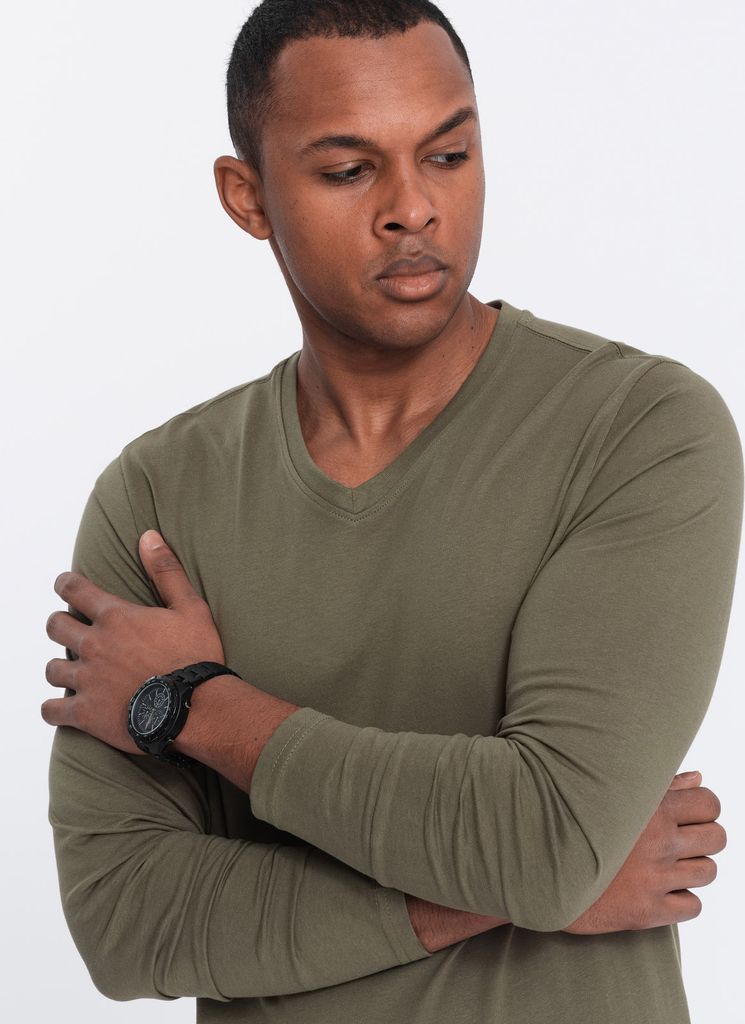 Ombre Clothing Langarm-T-Shirt für Männer Hespexia dunkles Produktbild 