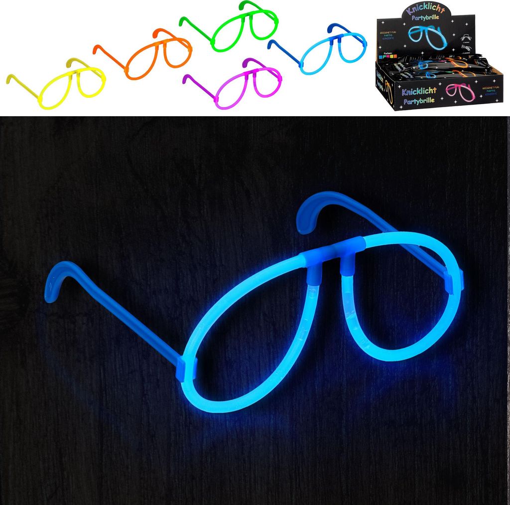 Partybrille Knicklicht 24er Set Brille Neonbrille Produktbild 