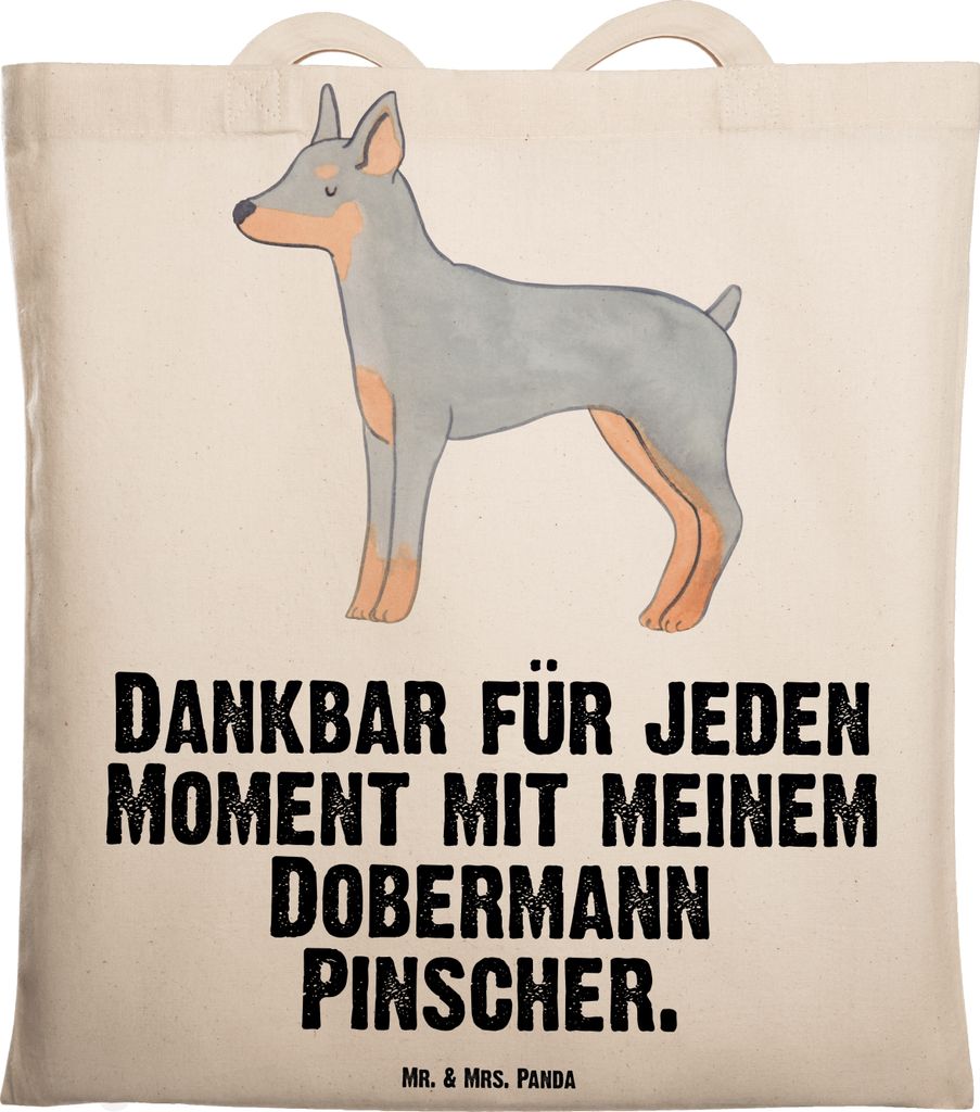 Mr. & Mrs. Panda Tote Bag Dobermann Pinscher Moment - Transparent - Geschenk, Einkaufstasche, Tragetasche, Tasche, Jutebeutel, Laptoptasche