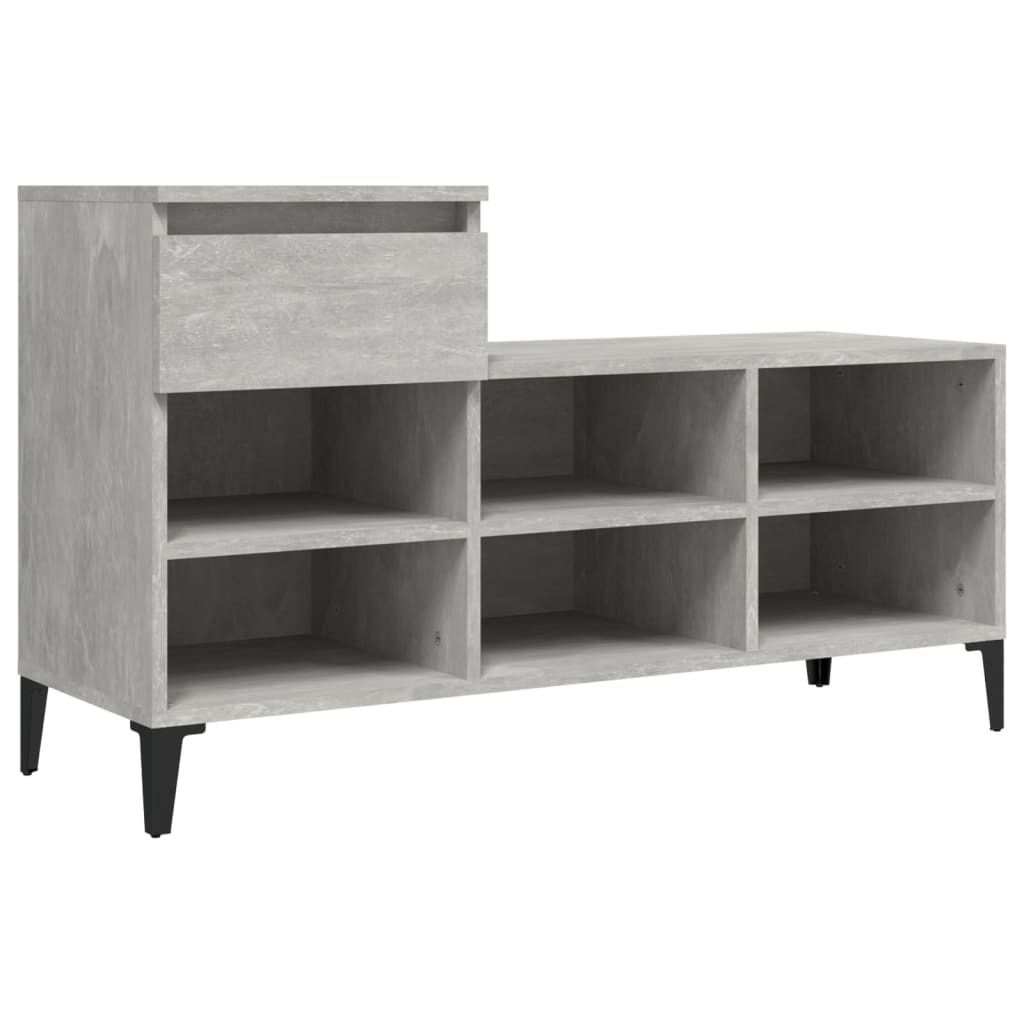 vidaXL Portascarpe grigio cemento 102x36x60 cm materiale a Immagine del prodotto 