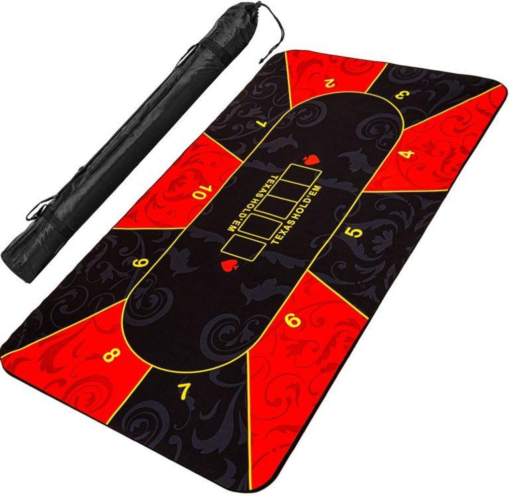 Skládací pokerová podložka, červená/černá, 160 x 80 cm Obrázek produktu 
