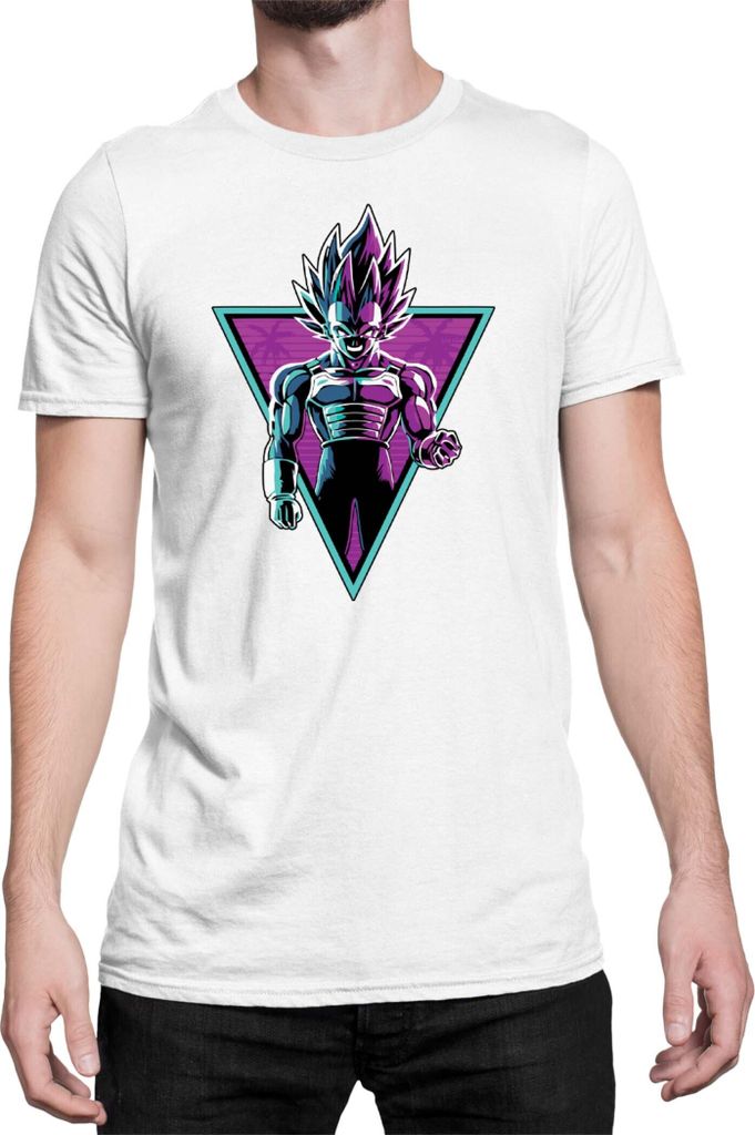 Herren T-Shirt Dragon Anime Manga Ball Z Retro Vegeta 01, Man M / Weiß