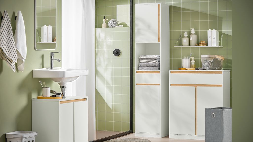 SoBuy Badezimmerschrank Wäscheschrank mit Wäschesäcken Produktbild 4