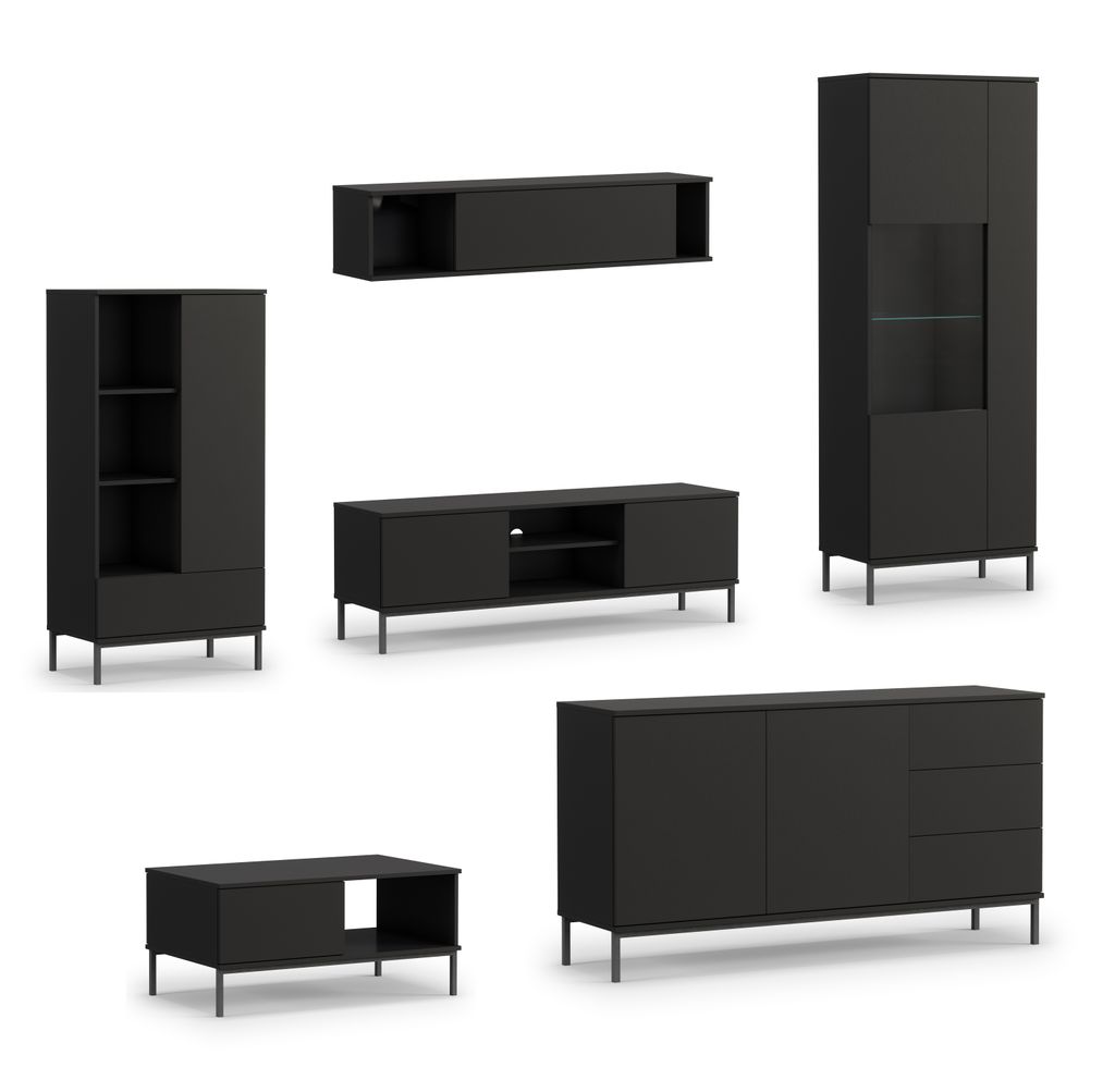 AX LIVING Möbel für Wohnzimmer Queba 2 – Stilvolles Modern in Schwarz