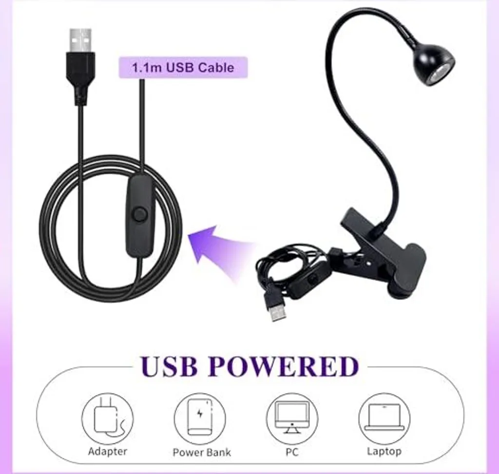 Soodyoow Mini Lampada UV 3W Nero - Essiccatore Portatile USB Unghie - 4