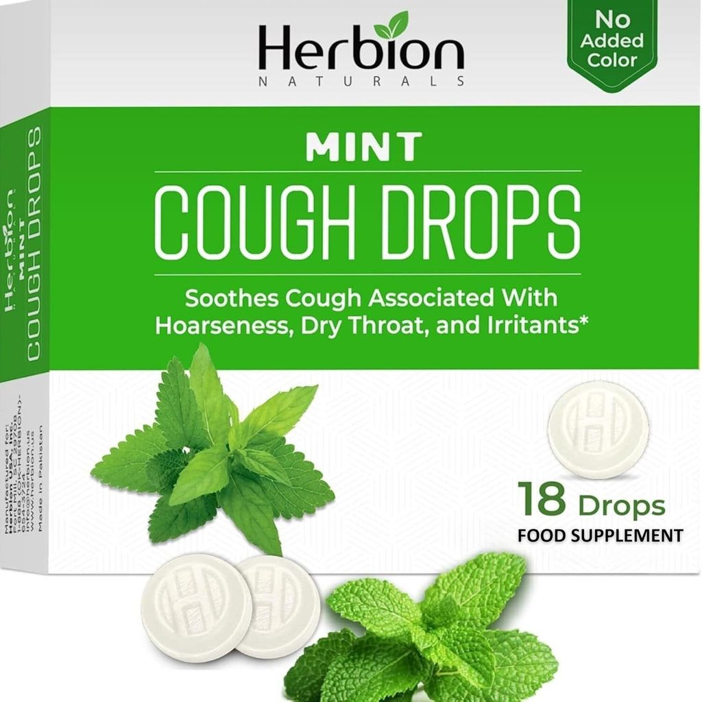 Herbion Naturals Hustenbonbons mit natürlichem Minzgeschmack, 18 Karat – für Erwachsene, Kinder ab 6 Jahren., Transparent
