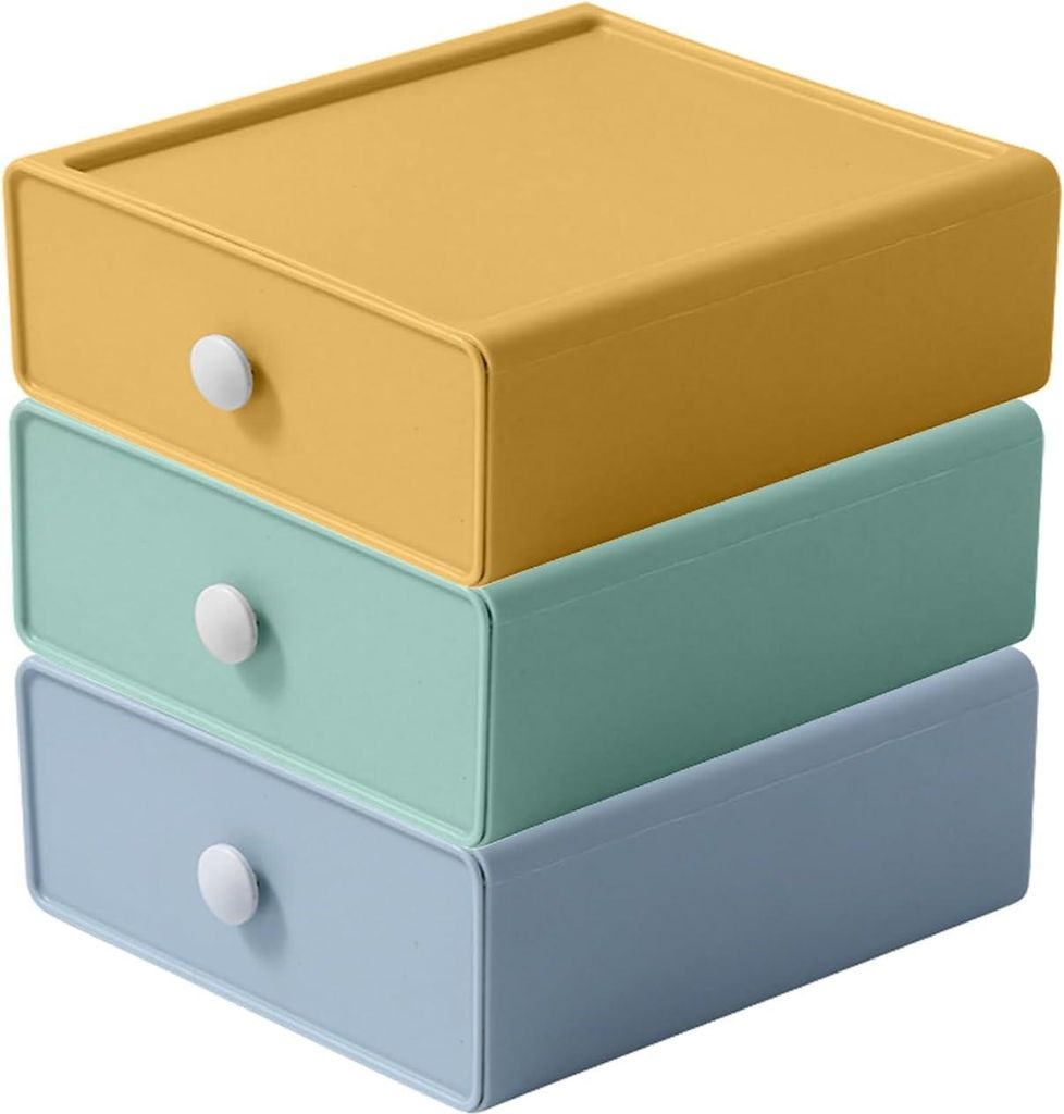 Stapelbare Kunststoffladen - platzsparend - Set von 3 - langlebig - 20 x 19 x 7,5 cm