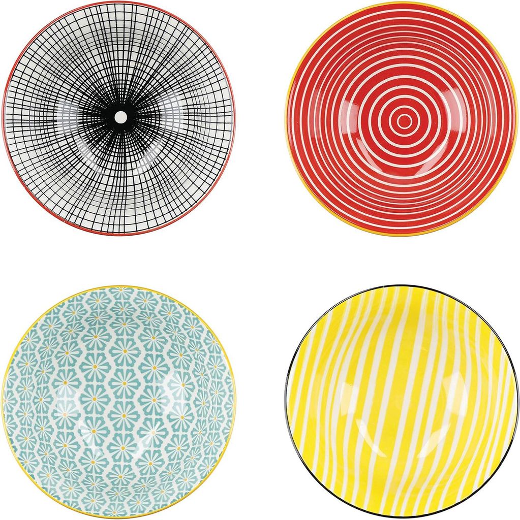 Bunte Keramikschalen - Set von 4 - langlebig - 15 cm