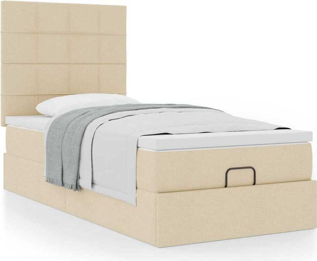 Hochwertig Ottoman-Bett mit Matratze Creme 100x200 cm Stoff 3313138