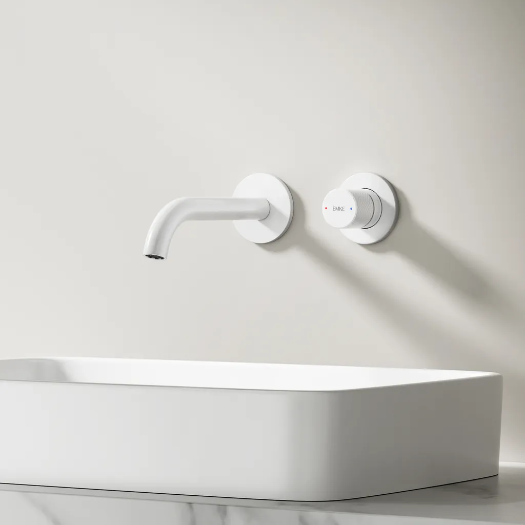 EMKE Rubinetto Parete Bianco | Ottone Qualità Superiore 360 Gradi