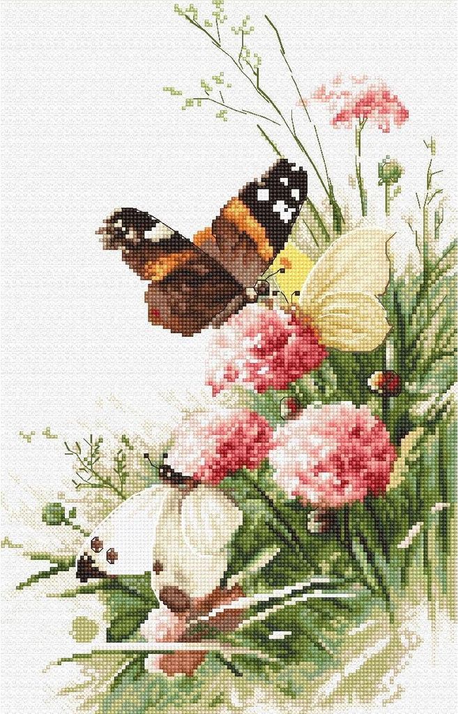 Letistitch Kreuzstich-Set "Schmetterlinge auf dem Feld"; Zählmuster, 27x17cm