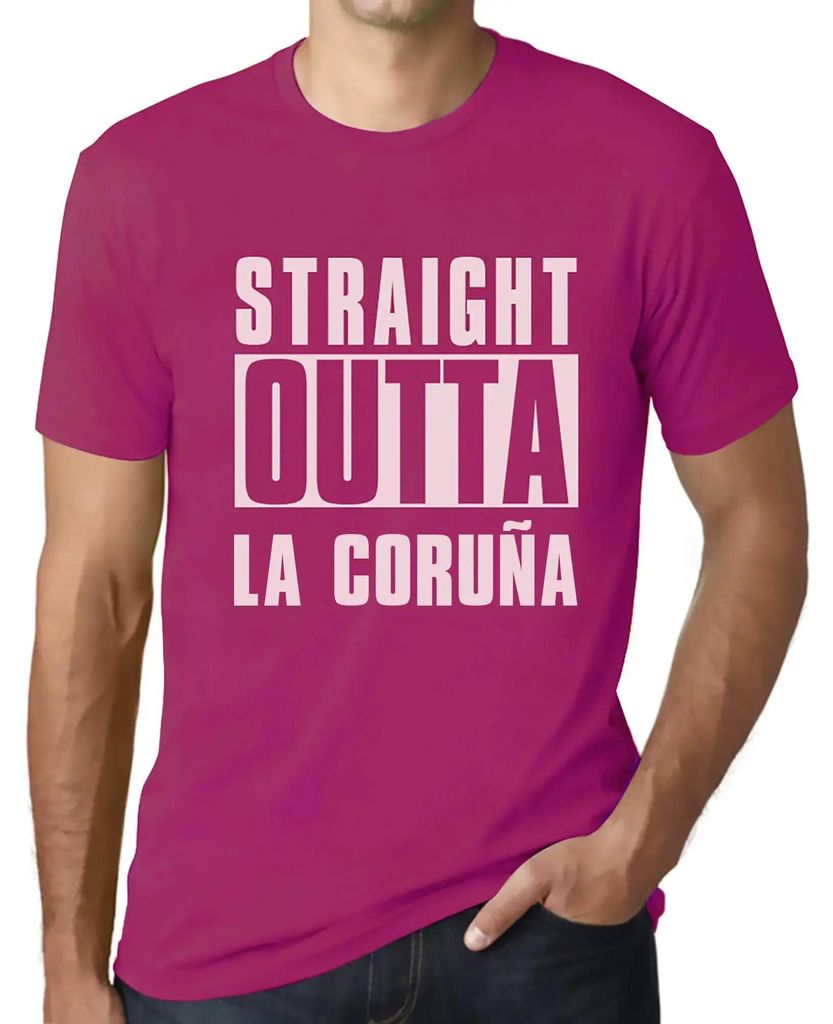 Herren Grafik T-Shirt Straight Outta La Coruña Öko-Verantwortlich Vintage Jahrgang Kurzarm Lustige Druck Geburtstag Geschenk Mann