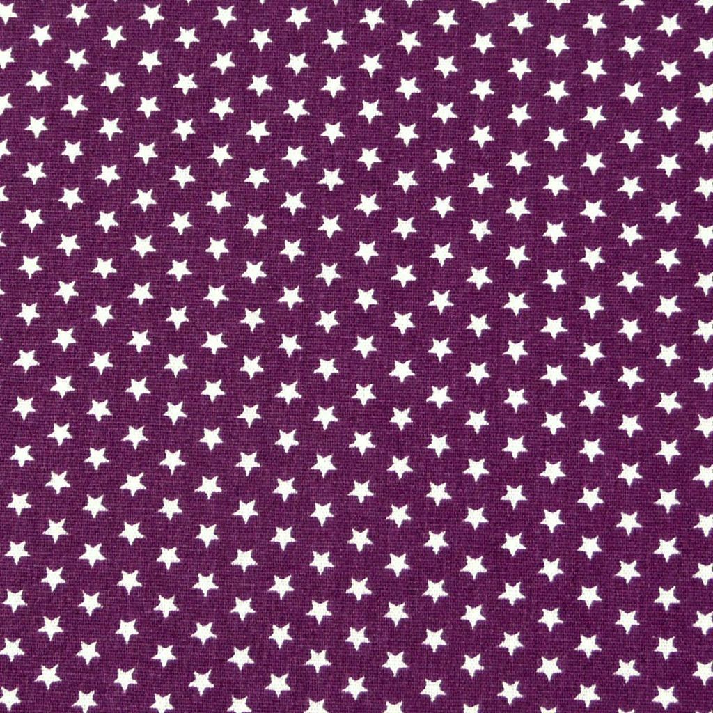 Baumwollstoff Meterware Mini Sterne lila aubergine weiß