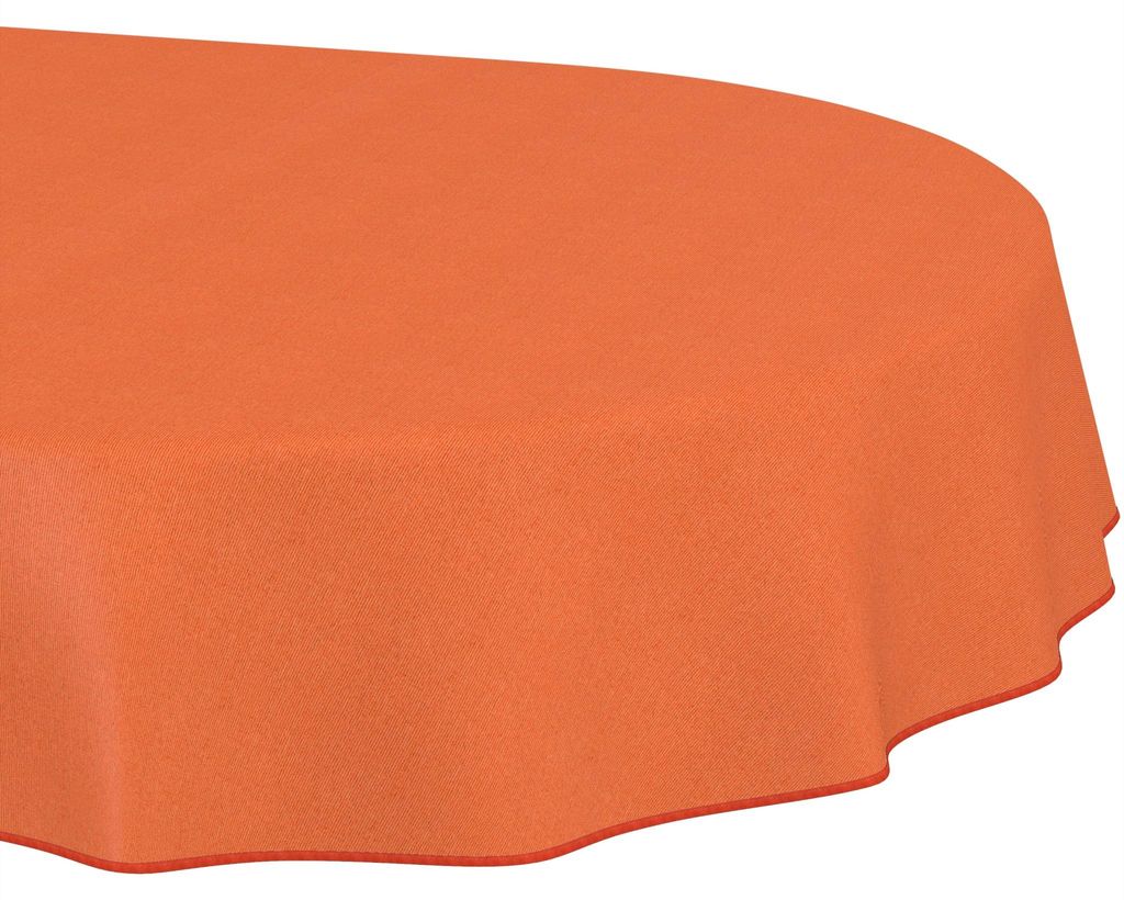 Tischdecke 140x260cm Oval Orange DanceDirty abwaschbar Leinenoptik wetterfest Falschuni Modern mit Saumkante