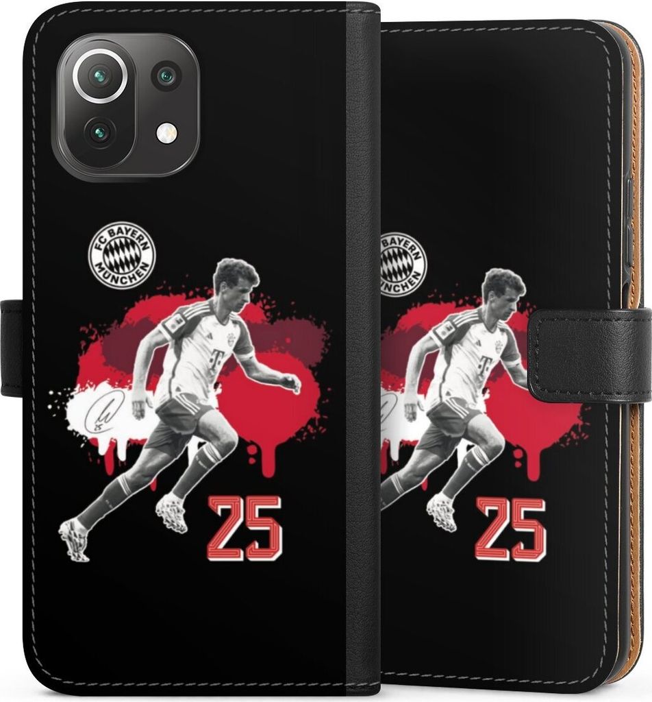 DeinDesign Klapphülle für Xiaomi Mi 11 Lite 5G NE Handytasche Lederhülle Tasche FC Bayern München Offizielles Lizenzprodukt Thomas Müller
