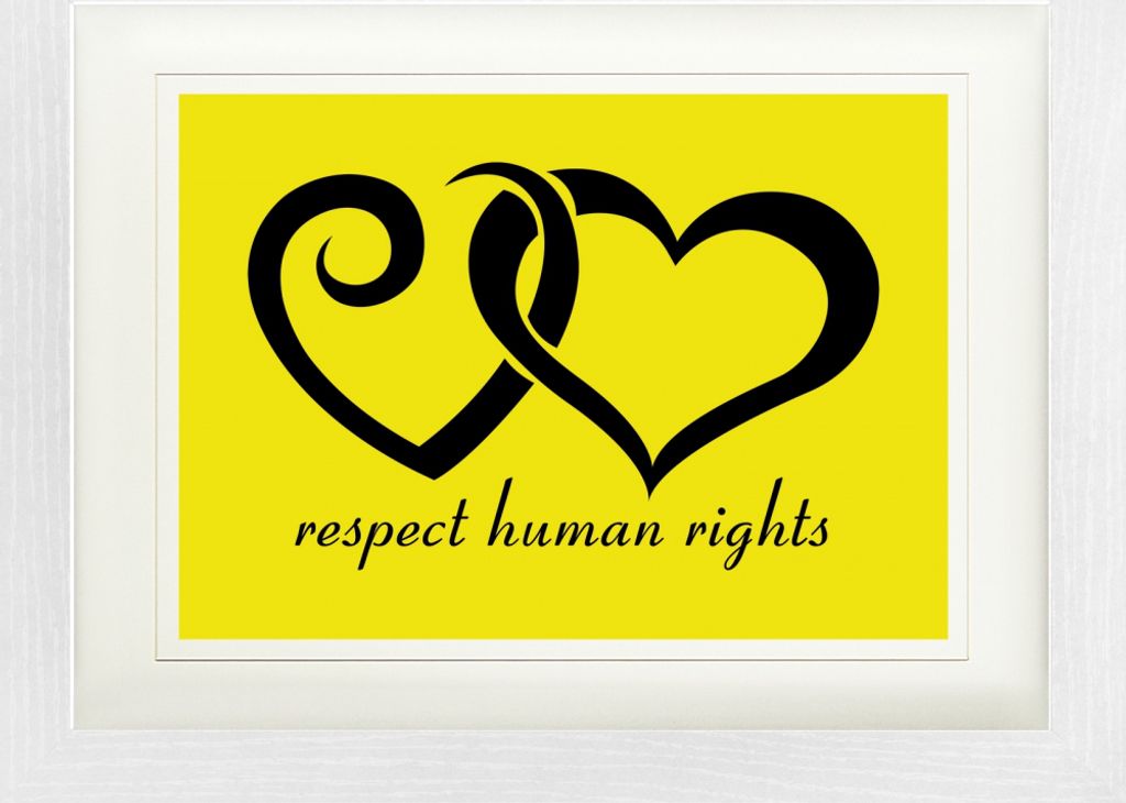 Herzen Gerahmtes Bild Mit Edlem Passepartout | Wand-Bilder | Im Bilderrahmen - Respect Human Rights (30 x 40 cm)
