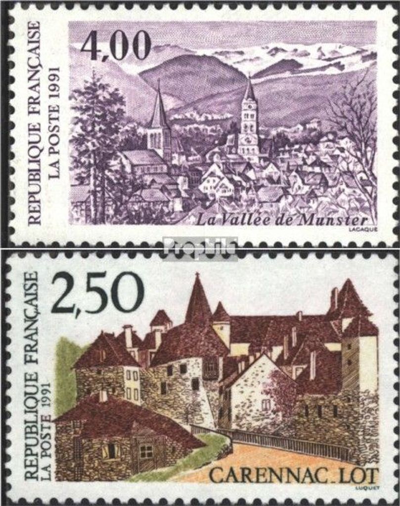 Briefmarken Frankreich 1991 Mi 2843,2844 (kompl.Ausg.) postfrisch Münstertal