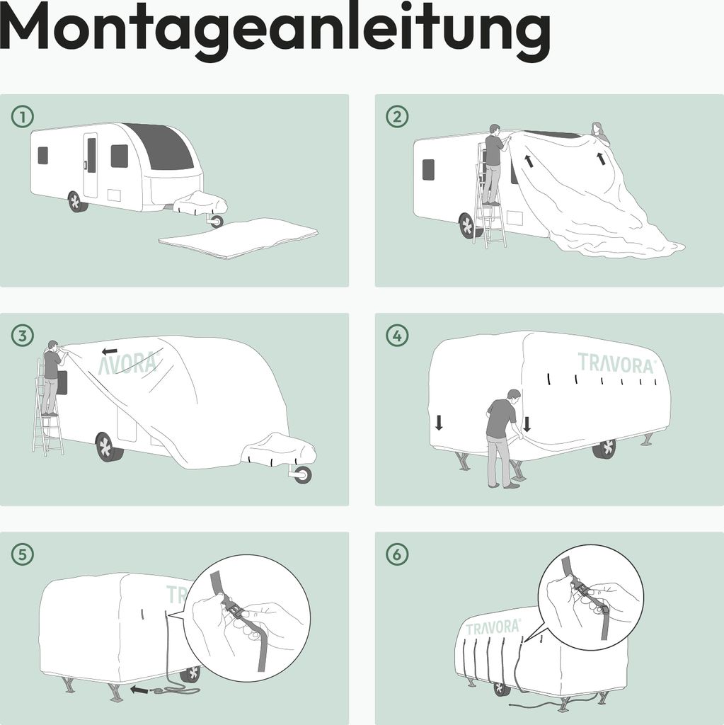Ganzgarage Wohnwagen Schutzplane Abdeckplane Schutzhülle, 6,70 m
