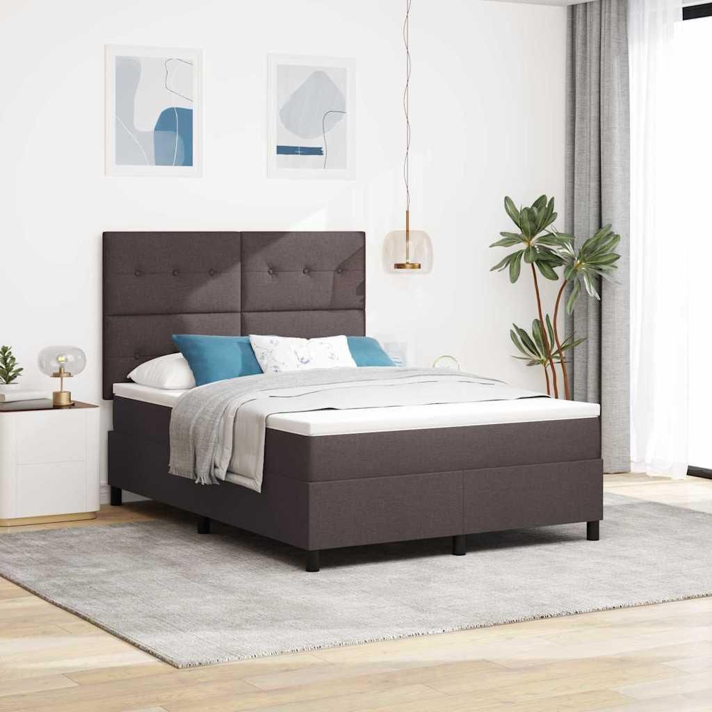Möbel Boxspringbett mit Matratze Dunkelbraun 140 x 200 cm Stoff - Klassische Betten 3339395