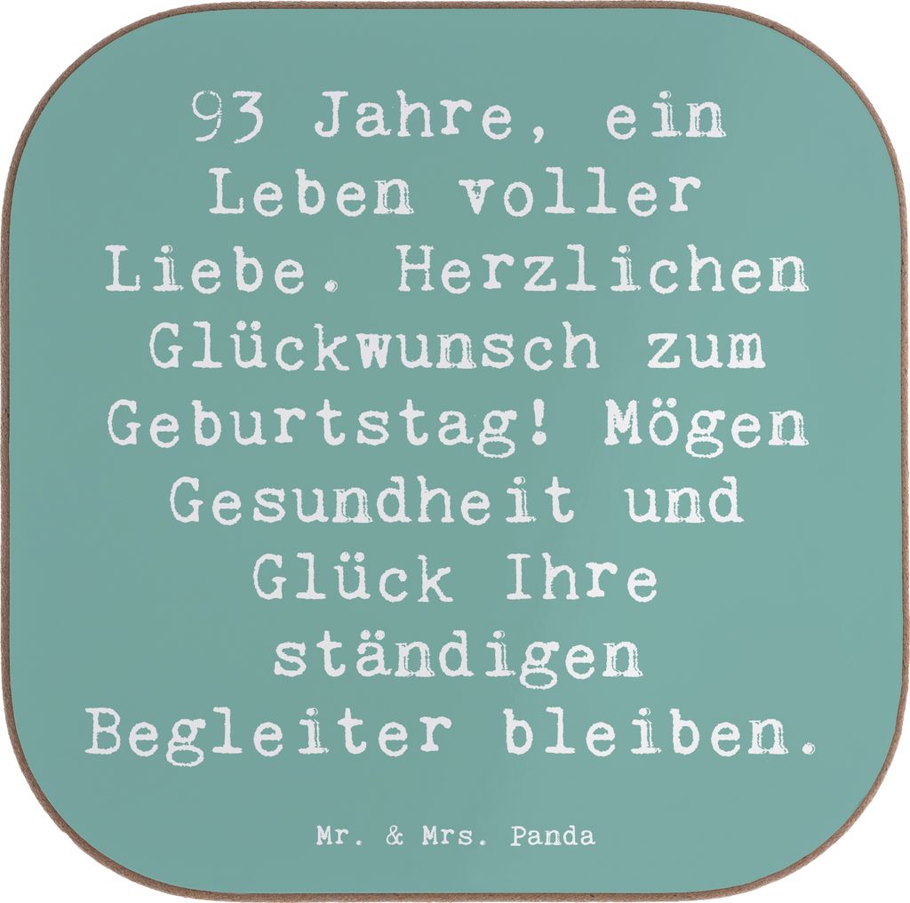 Mr. & Mrs. Panda Tassenuntersetzer Spruch 93. Geburtstag - Meeresbrise - Geschenk, glückliches Leben, Erinnerungen, Design Untersetzer, Alter, gl...