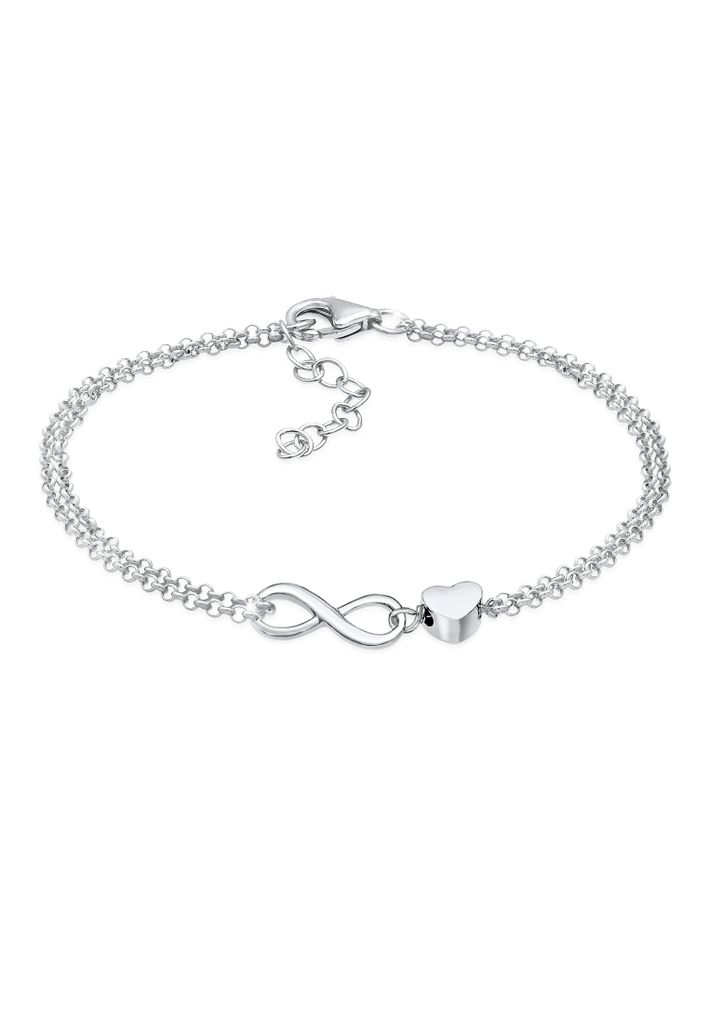 Elli Armband Herz Liebe Unendlichkeit Infinity 925 Silber Silber