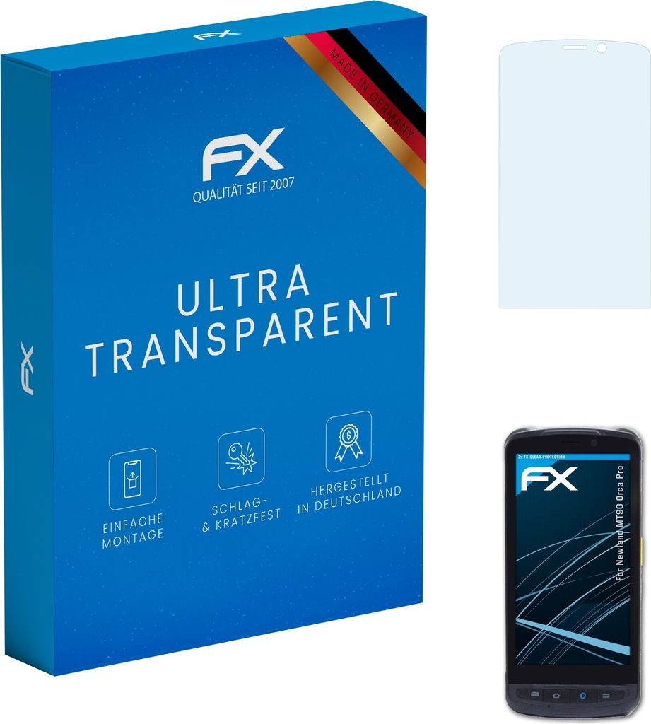 atFoliX FX-Clear 2x Schutzfolie kompatibel mit Newland MT90 Orca Pro Displayschutzfolie