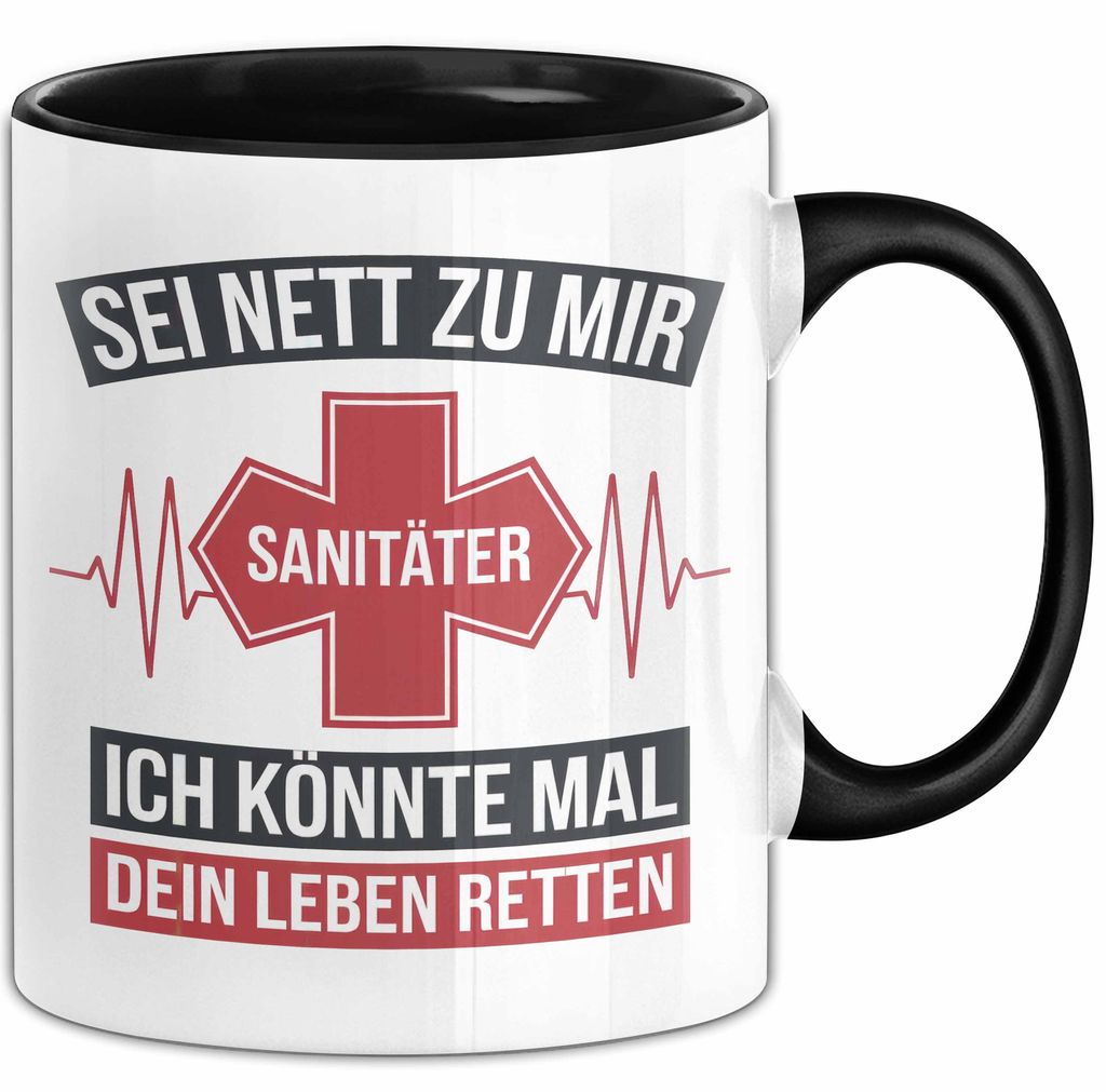 Sanitäter Tasse Geschenk Rettet Leben Notfalldienst Tasse (Schwarz)