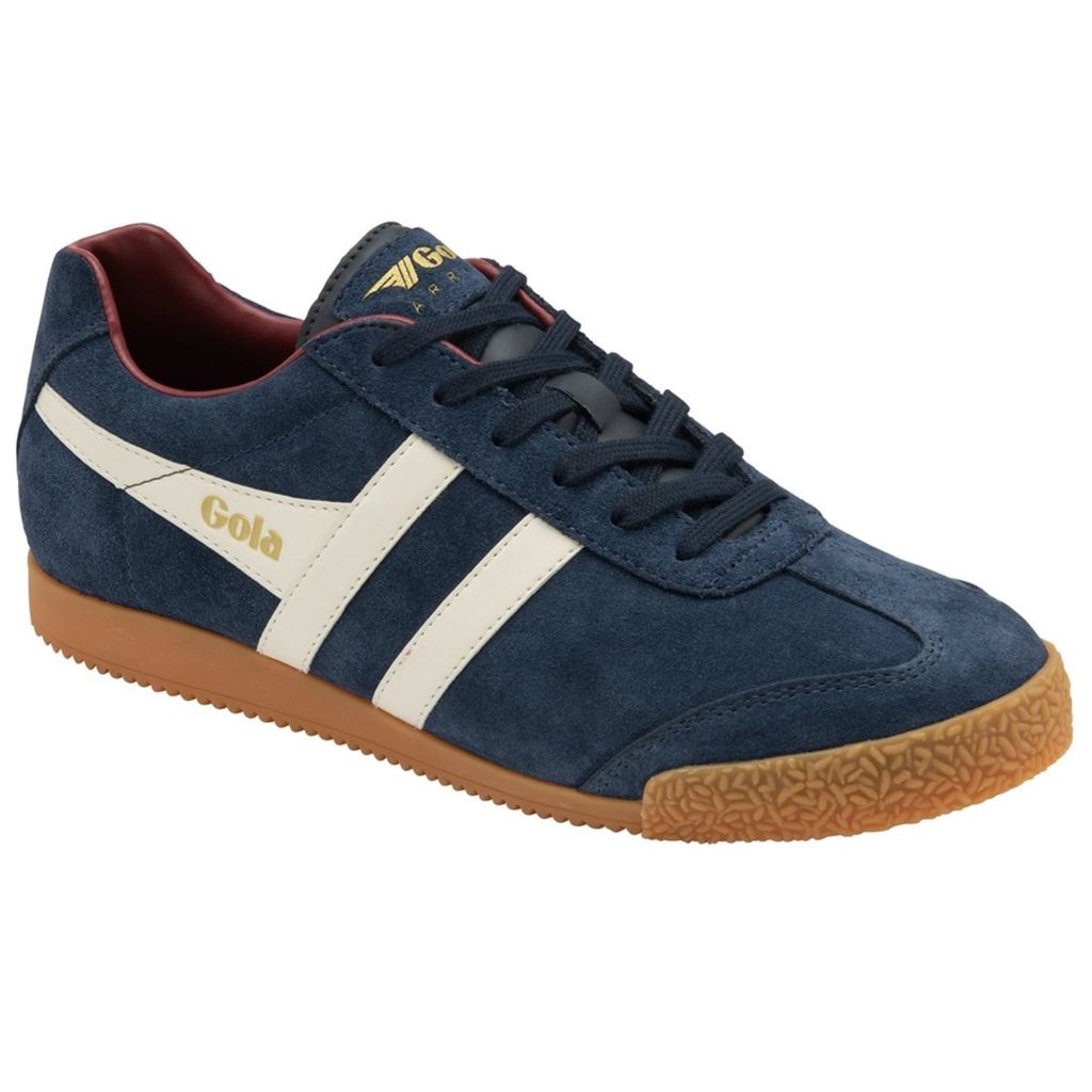 Gola Classics Harrier Low Pro Sun Schwarz 1968 Retro HerrenWildlederLederSneaker in Khaki Orange – 8 Großbritannien - 42 EU - 9 US / Marineweiß