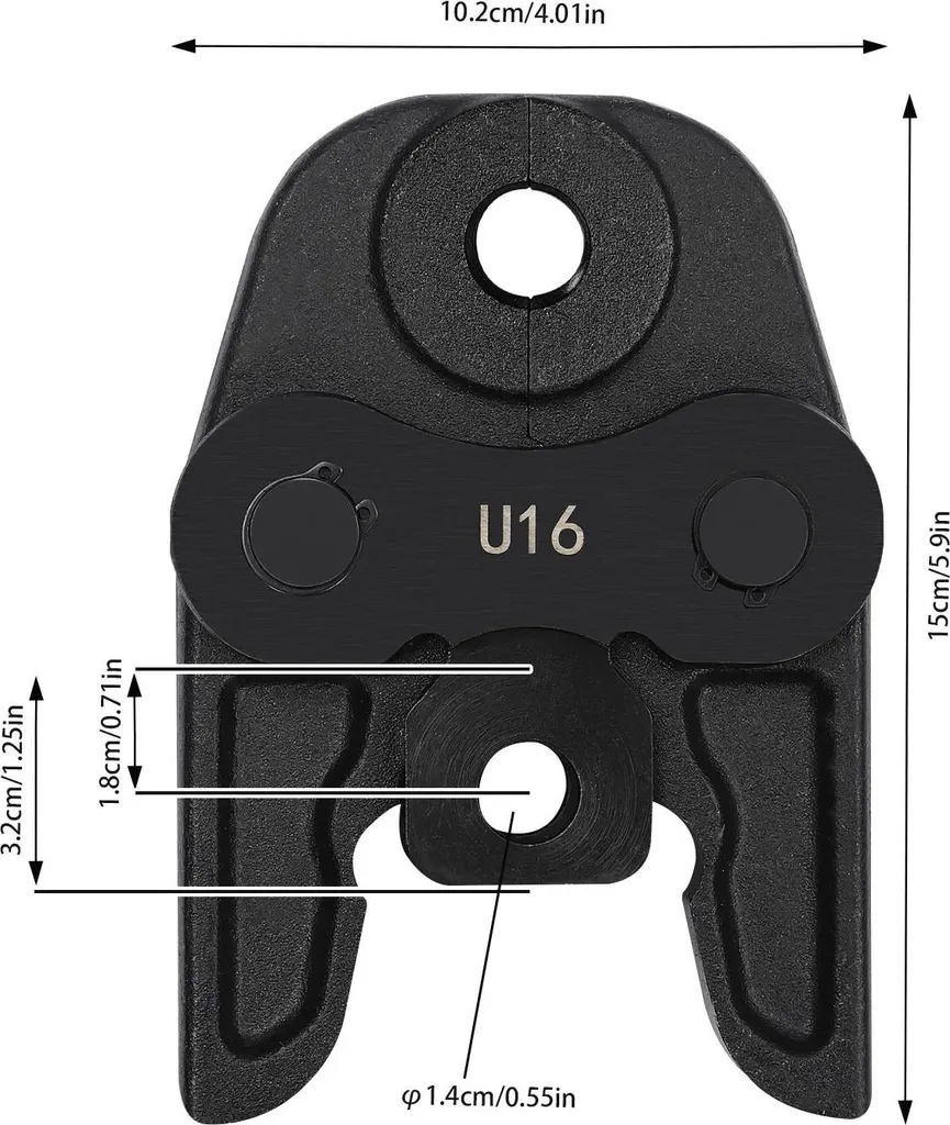 Mâchoire de serrage interchangeable U 16mm - Acier Cr40 Haute Résistance - 2