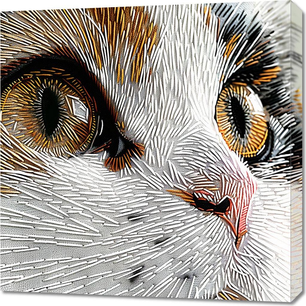 Bild 70x70cm Genähte Katze