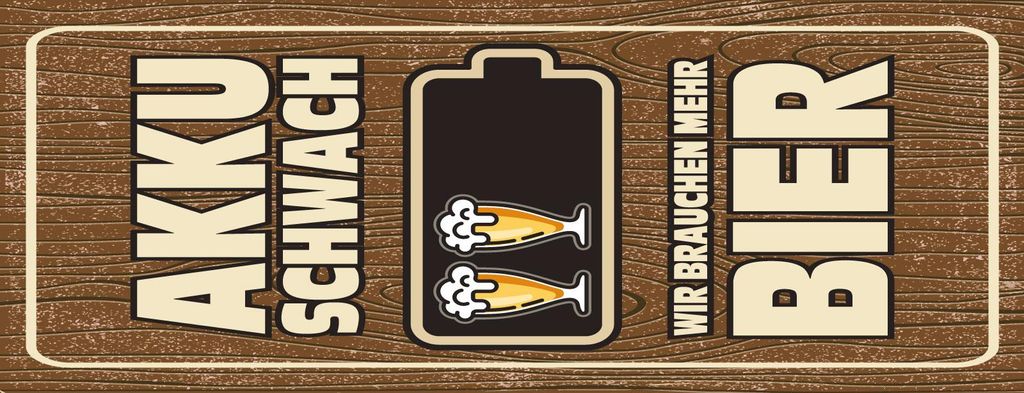 vianmo Holzschild 27x10 cm Akku schwach mehr Bier