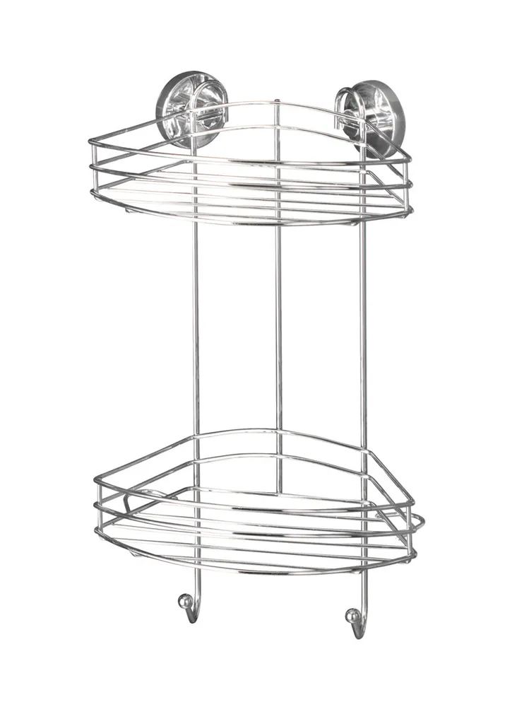 Tablettes murales de douche d'angle 2 niveaux pour rangement salle de bain