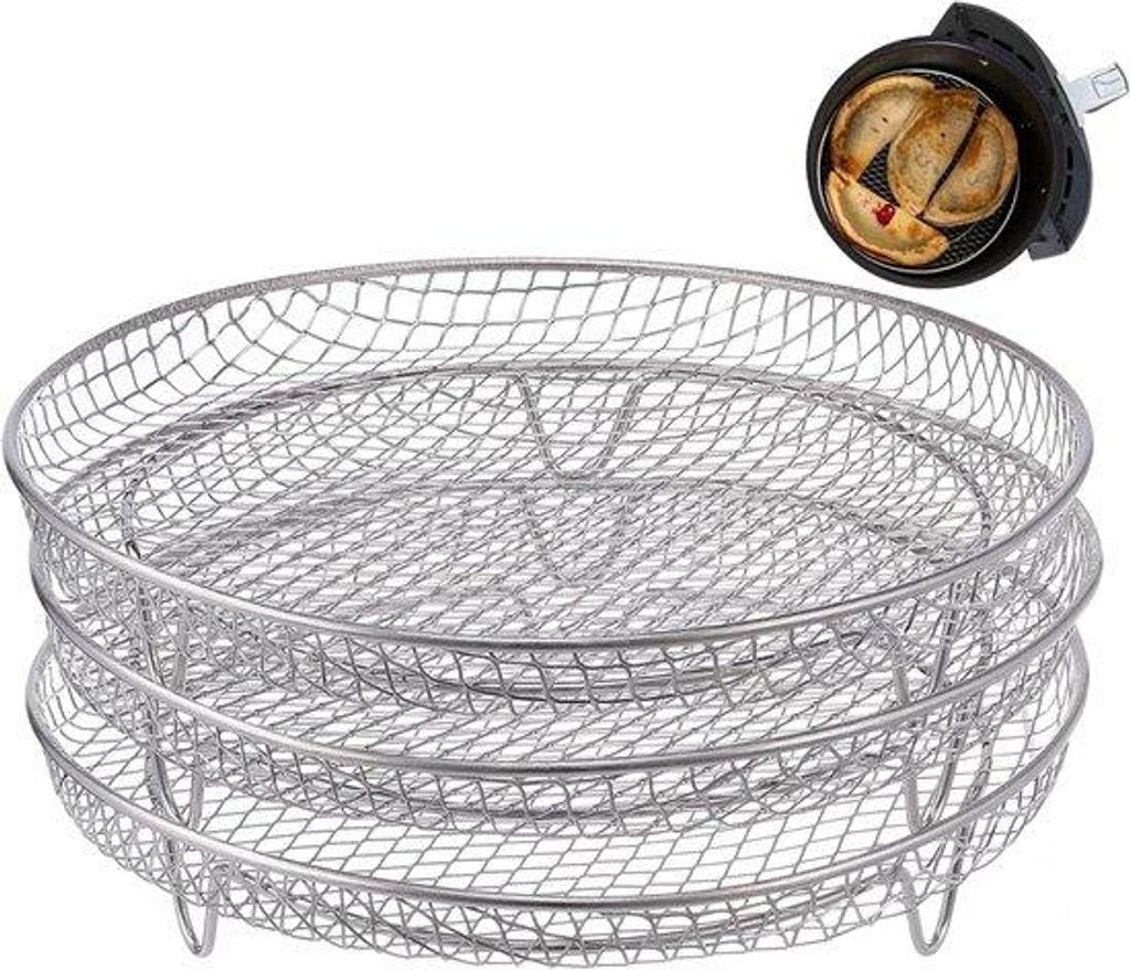 7,8" Accessoires für Airfryer, 3-stufige, stapelbare Racks, für Instant Vortex und Airfryer, 304 Edelstahl-Grillracks, für 5,8 QT Ovens