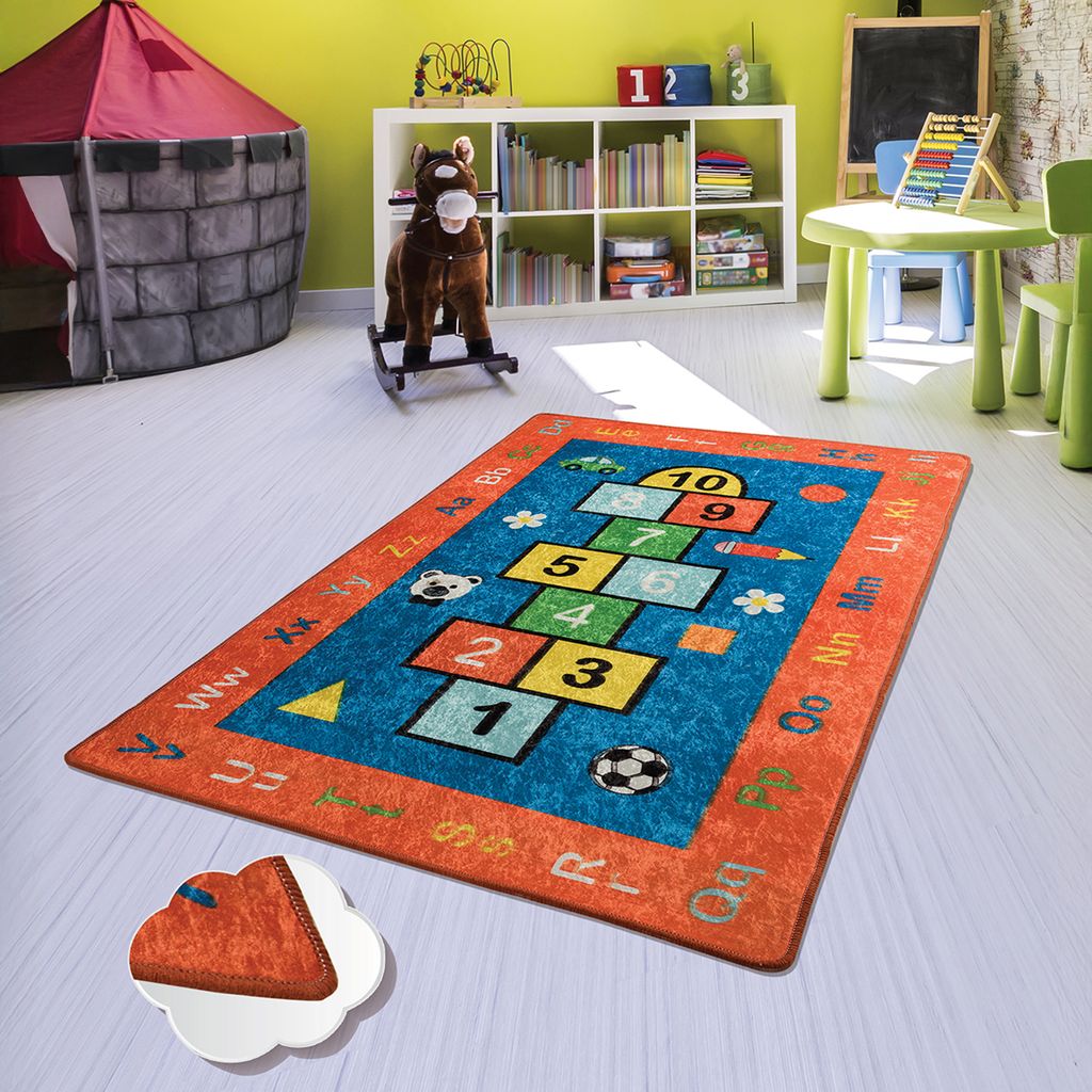 Bosdela Kinder- und Babyteppiche – Vielfältige Designvariationen für jeden Spielraum 100x160 cmHopscotch Red