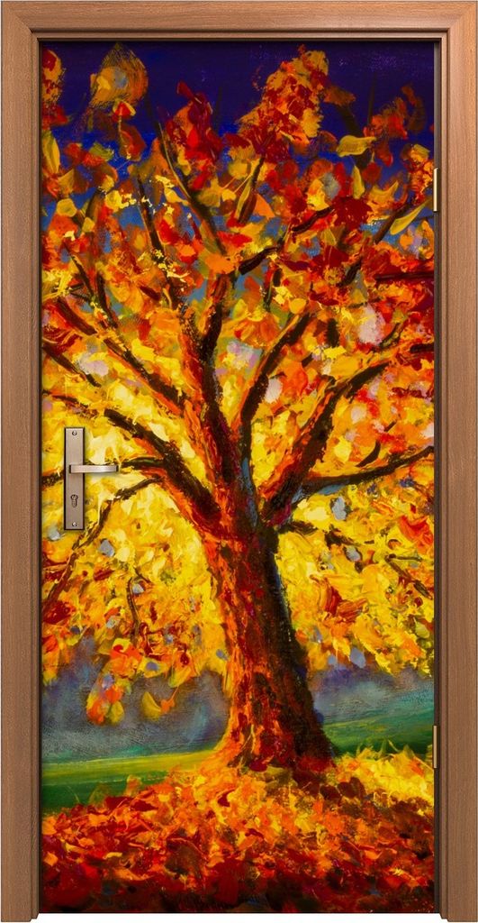 Türposter 90x200 cm Türaufkleber Türtapete Türfolie Klebefolie Sonniger Herbst Baum Moderne Kunst