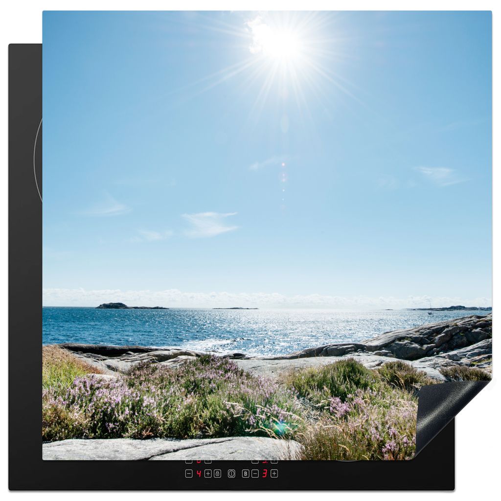 KitchenYeah Herdabdeckplatte Strand - Natur - Sonne , 78x78cm, Küche Deko, Glaskeramikkochfeld Herdabdeckung, Abdeckplatte fùr Kochfeld