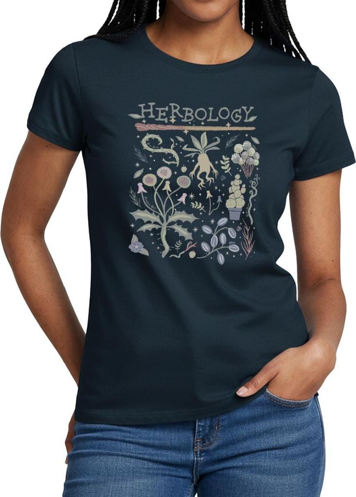 Spreadshirt Harry Potter Herbology Botanische Kräuter Design Frauen T-Shirt, XL, Navy