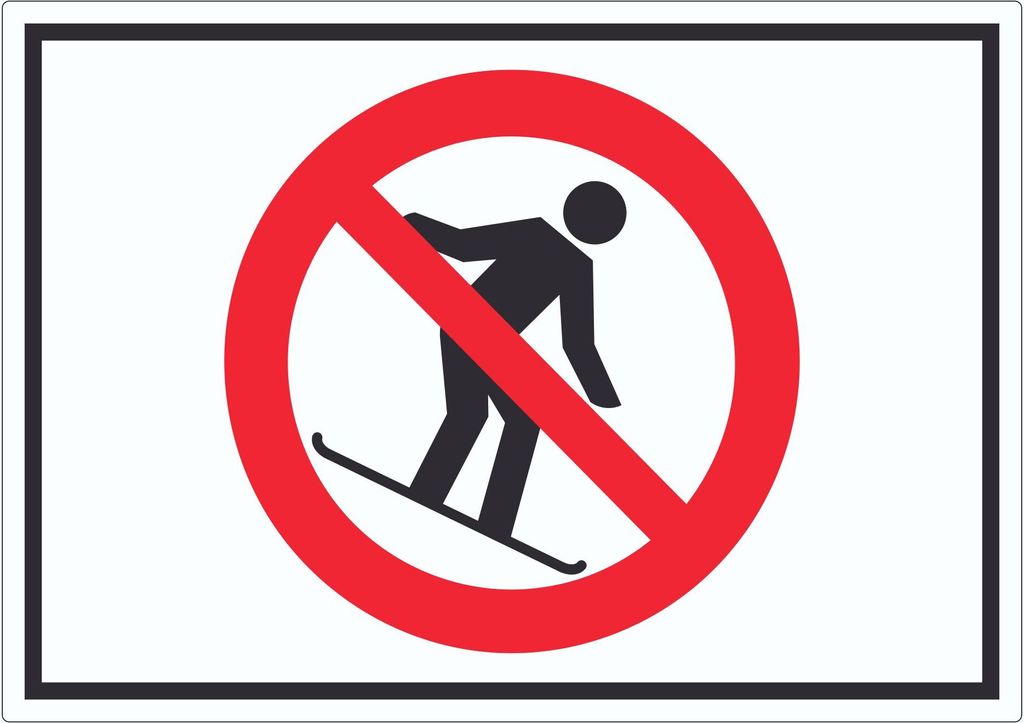 Snowboard fahren verboten Symbol Aufkleber A7 (74x105mm)