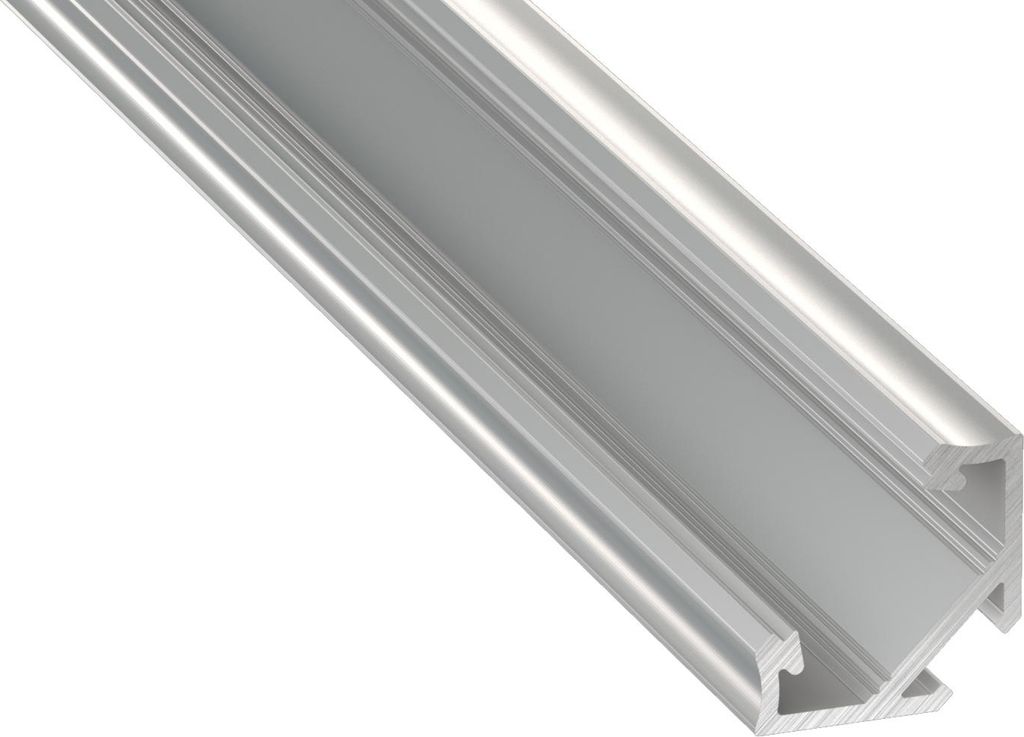 LED Aluminium Profil Leiste Weiß | Typ C Neigungswinkel 45° | Mit Endkappe und Halterung | Milchig Abdeckung | 1m