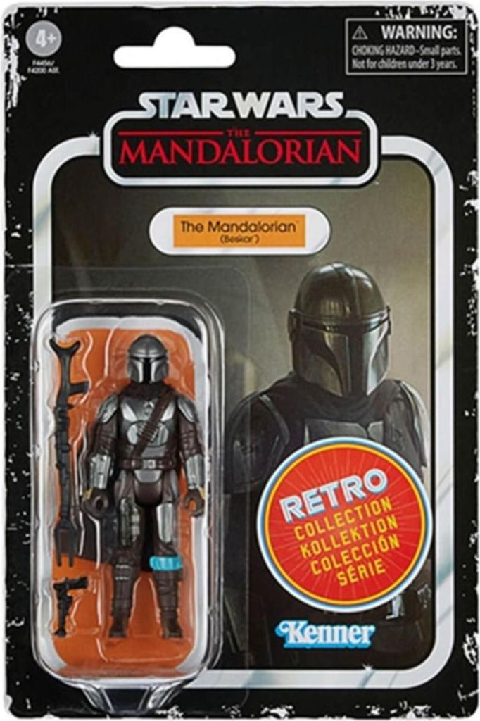 A Star Wars The Mandalorian action figure in its original packaging.