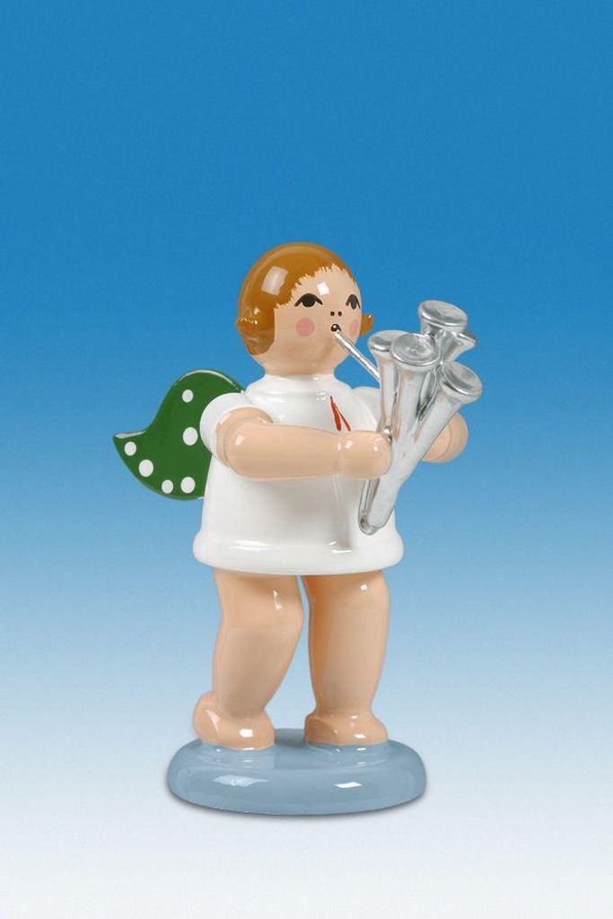 Holzfigur Engel mit Martinshorn und Krone Höhe 6cm NEU Produktbild 