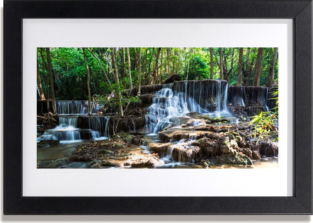 Bild 30x20 MDF-Rahmen Wandkunst Wald Wasserfall Natur