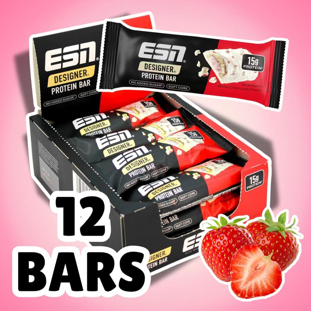 12x ESN Designer Protein Bar Strawberry White Chocolate 45 Produktbild 