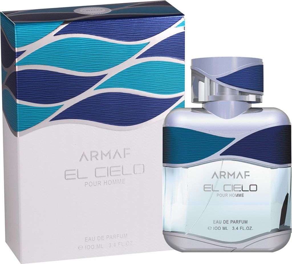 A perfume bottle and its box are displayed against a white background.
