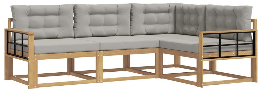 “2026 Modern“ Braun Outdoor-Sofagarnitur 3 pcs Weiß und Hellgrau Polyester - Designermöbel 57605 - Gartensofas