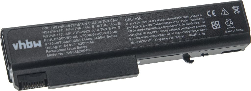 vhbw Akku kompatibel mit HP Business Notebook 6735b, 6730b, 6535b, 6530b Notebook (5200 mAh, 10,8 V, Li-Ion)