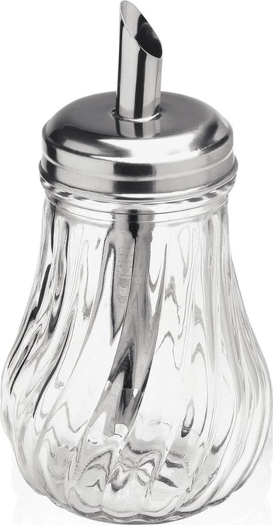 42x Zuckerspender 14 cm Edelstahl Glas Zuckerstreuer 210 ml