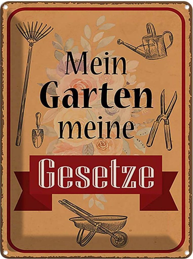 vianmo Blechschild 40x30 cm mein Garten meine Gesetze Geschenk