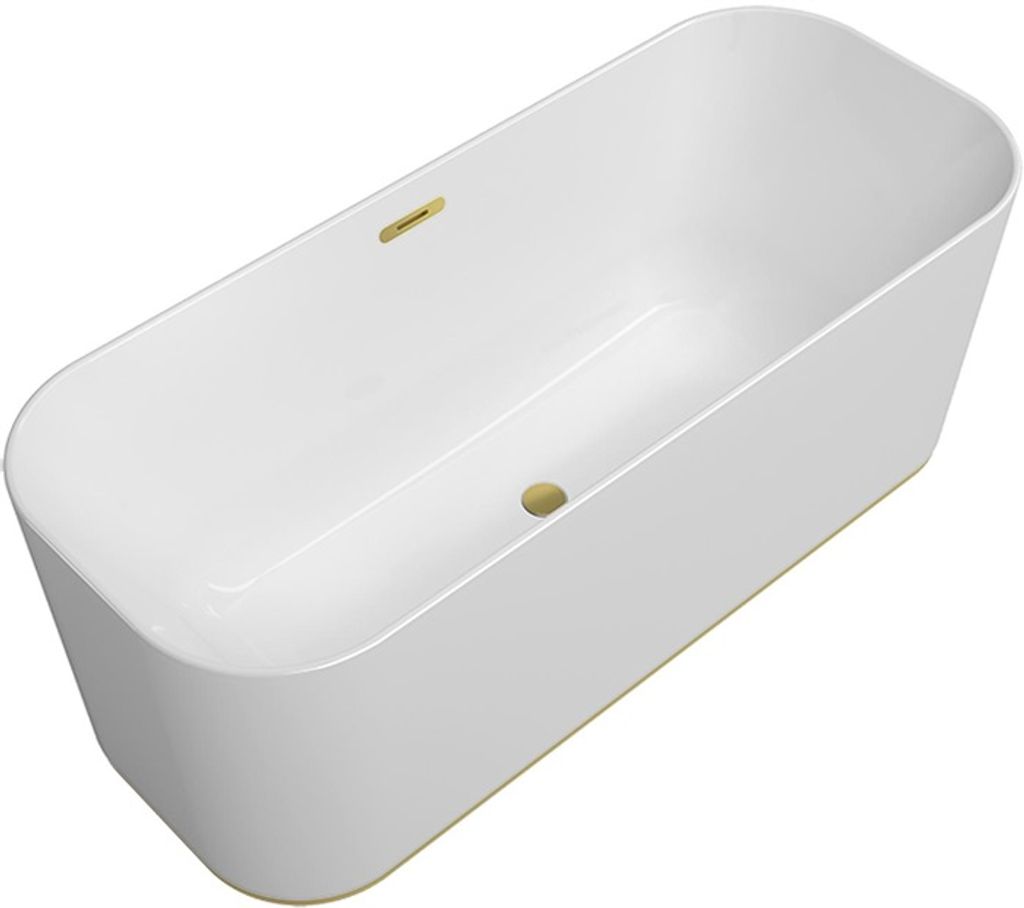 Villeroy & Boch Freistehwanne DUO FINION 1700 x 700 mm, mit Wasserzulauf, Design-Ring und Emotion-Funktion Ausstattung gold weiß